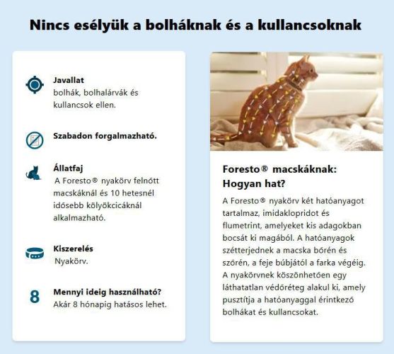 Foresto 1,25 g + 0,56 g nyakörv macskáknak és kutyáknak  1 db