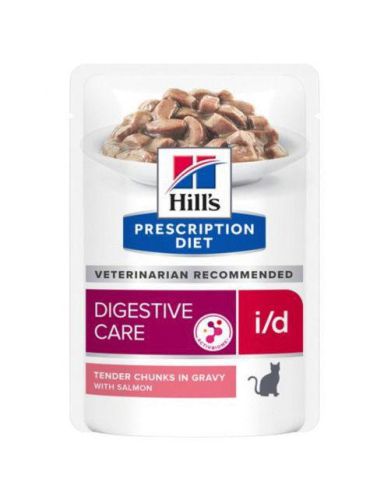 Hill's Prescription Diet i/d Digestive Care macskatáp, lazac - alutasakos 12 x  85 g