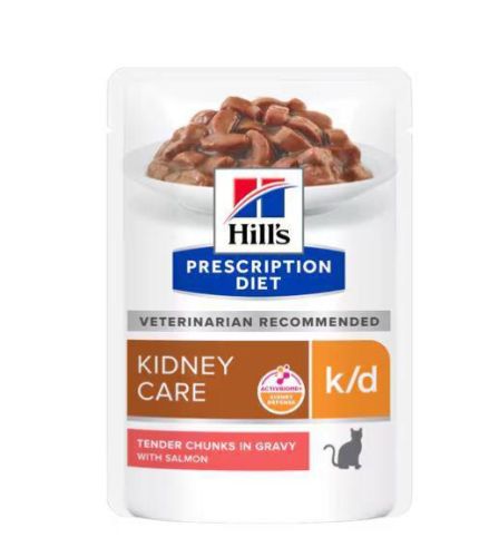 Hill's Prescription Diet k/d Kidney Care macskatáp, lazac - alutasakos 12 x  85 g