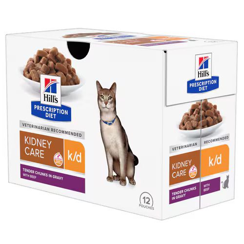 Hill's Prescription Diet™ k/d Kidney Care nedves macskatáp, marha 12 x  85 g