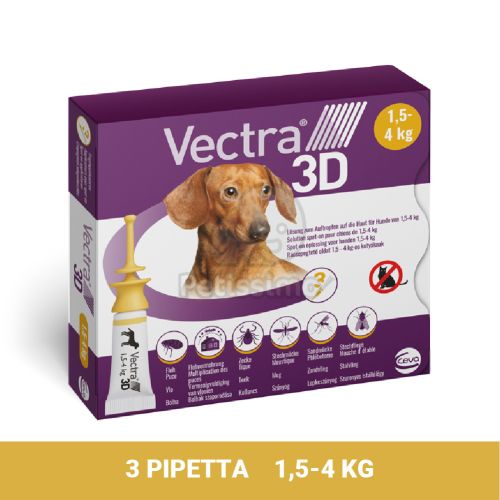 Vectra 3D rácsepegtető oldat 1,5 - 4 kg-os kutyáknak XS  3 db