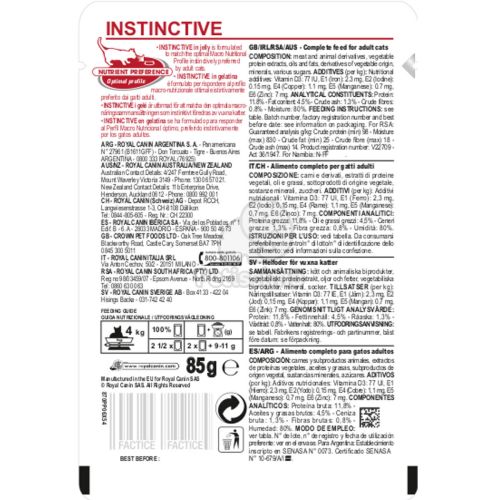 Royal Canin Instinctive Jelly - felnőtt macska zselés nedves táp  85 g
