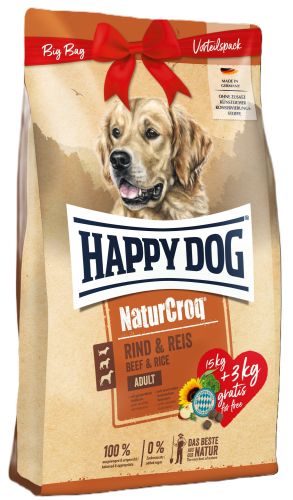 Happy Dog NaturCroq Adult Rind & Reis  15+3 kg