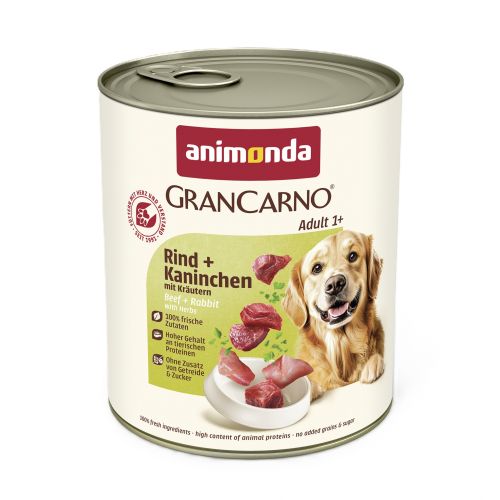 Animonda GranCarno Adult konzerv, marha, nyúl és zöldfűszerek  800 g