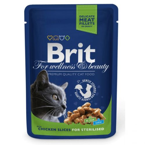 Brit Premium Cat Chicken Slices for Sterilised alutasakos  100 g