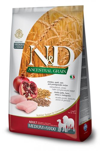 N&D Ancestral Grain Dog Adult Medium & Maxi Chicken & Pomegranate  12 kg