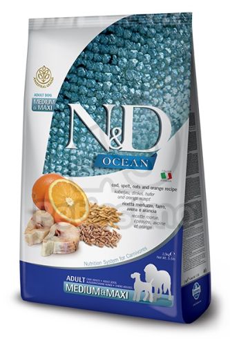 N&D Ocean Dog Adult Medium & Maxi Codfish, Spelt, Oats & Orange  2.5 kg