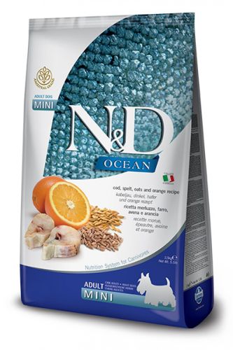 N&D Ocean Dog Adult Mini Codfish, Spelt, Oats & Orange  0.8 kg