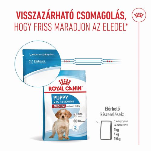 Royal Canin Medium Puppy - közepes testű kölyök kutya száraz táp  15 kg