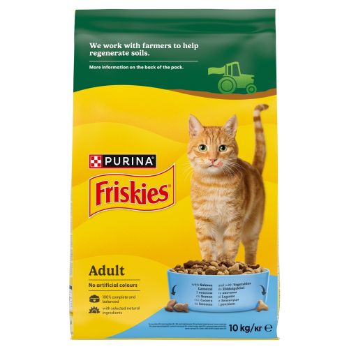 Friskies száraz macskaeledel - lazaccal és hozzáadott zöldségekkel 10 kg