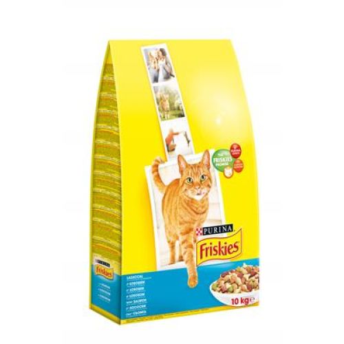 Friskies száraz macskaeledel - lazaccal és hozzáadott zöldségekkel  10 kg