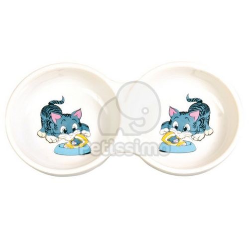 Trixie macska kerámia etetőtál dupla  Fehér 