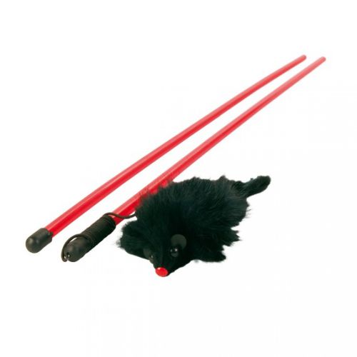 Trixie pálca plüss, csörgő egérrel  100 cm