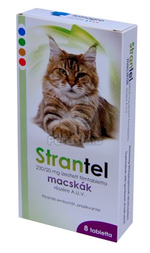 Strantel 230/20 mg ízesített filmtabletta 8 tabletta