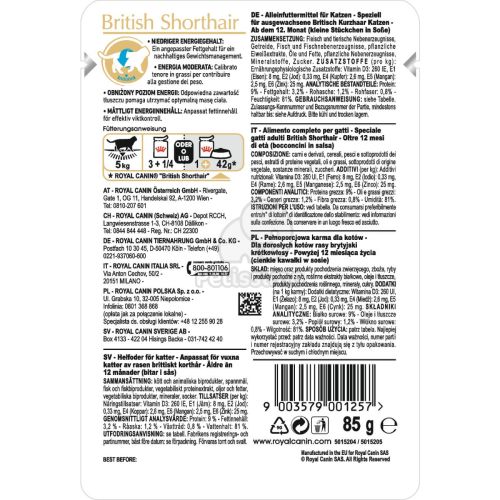 Royal Canin British Shorthair Adult - Brit rövidszőrű felnőtt macska nedves táp  85 g