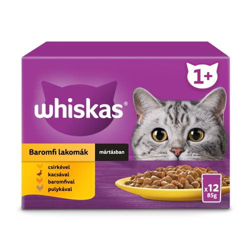 WHISKAS alutasakos eledel válogatás szárnyas ízesítésben felnőtt macskák részére 12 x  85 g