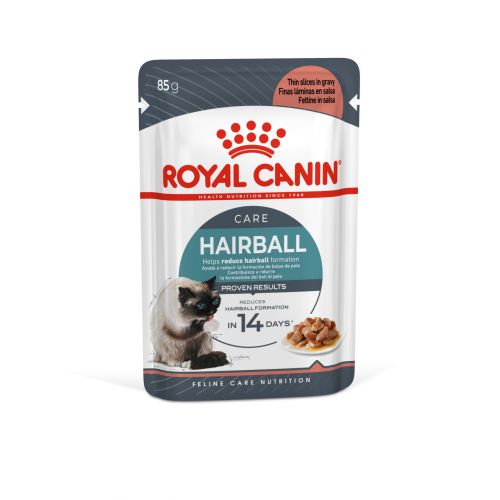 Royal Canin Hairball Care - szószos nedves táp felnőtt macskák részére a szőrlabdák könnyebb eltávozásáért  85 g