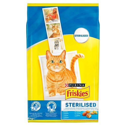 Friskies Steril száraz macskaeledel - lazaccal és hozzáadott zöldségekkel  10 kg