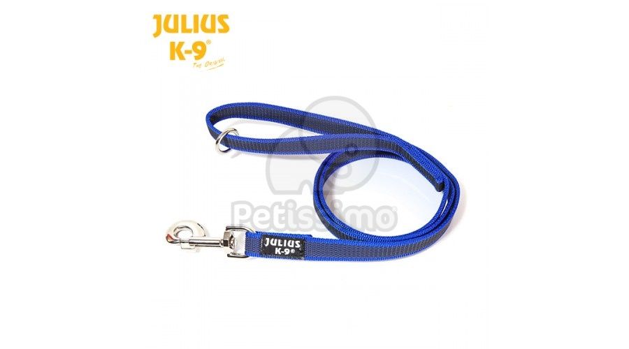Julius-K9 gumírozott póráz, kék 1,2 m/20 mm, O karika  1.2 m