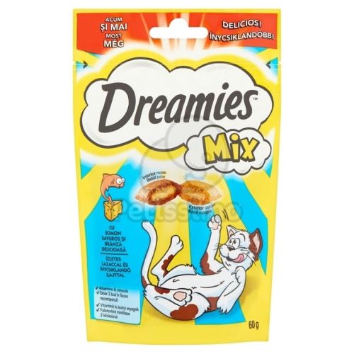 Dreamies Mix jutalomfalat macskák számára lazaccal és sajttal  60 g