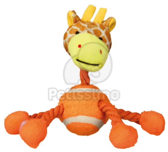 Trixie állatos teniszlabda kötéllel  16 cm