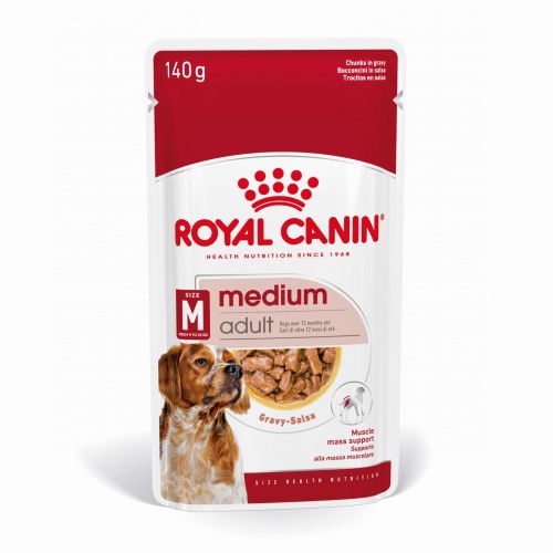 Royal Canin Medium Adult - szószos nedves táp, közepes testű felnőtt kutya részére 10 x  140 g