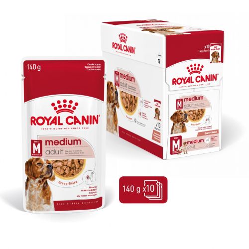 Royal Canin Medium Adult - szószos nedves táp, közepes testű felnőtt kutya részére 10 x  140 g