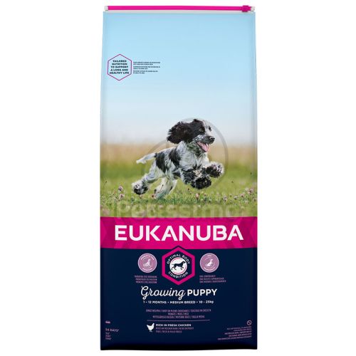 Eukanuba Growing Puppy Medium Breed - chicken  15 kg