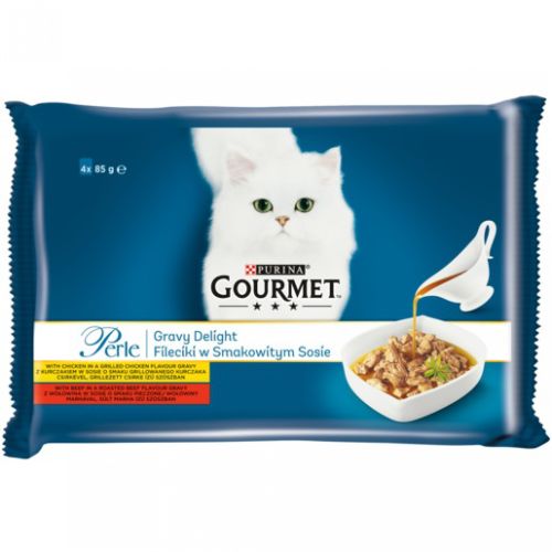 Gourmet Perle Gravy Delight csirke és marha 4 x  85 g