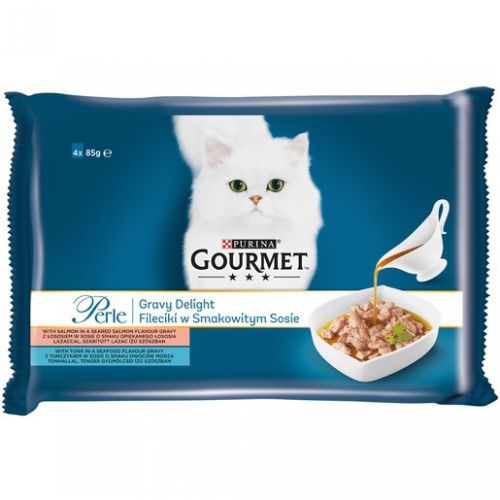 Gourmet Perle Gravy Delight lazac és tonhal 4 x  85 g