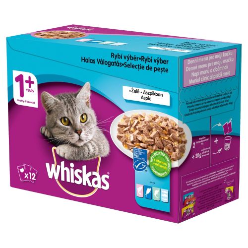 Whiskas alutasakos eledel négyféle hallal aszpikban 12 x  1 db