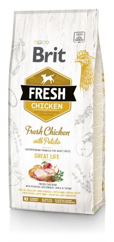 Brit Fresh Adult Great Life - Csirke és burgonya  12 kg
