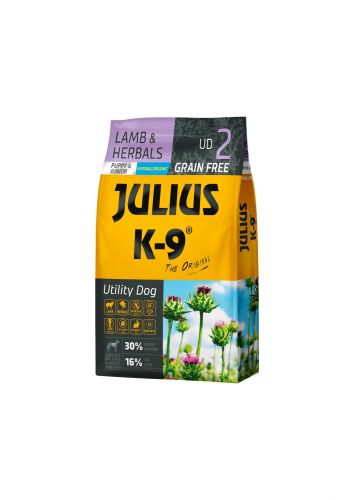Julius K-9 Grain Free Puppy & Junior Utility Dog - Lamb & Herbals  3 kg