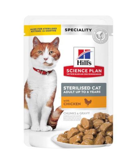 Hill's Science Plan Young Adult Sterilised nedves macskatáp 12 x  85 g