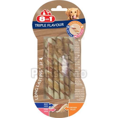 8 in 1 Triple Flavour csavart rágórúd  10 db