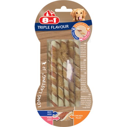 8 in 1 Triple Flavour csavart rágórúd  10 db