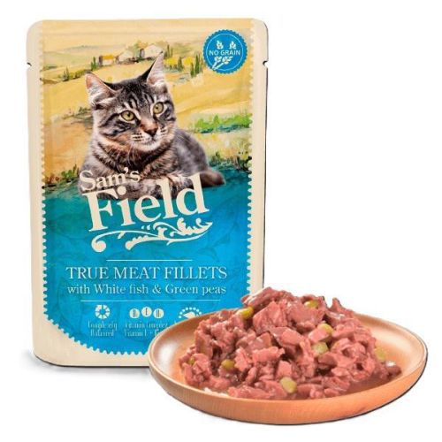Sam's Field True Meat Fillets - White fish & Green peas alutasakos eledel  85 g