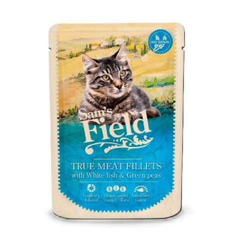 Sam's Field True Meat Fillets - White fish & Green peas alutasakos eledel  85 g