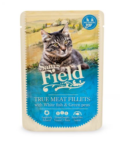Sam's Field True Meat Fillets - White fish & Green peas alutasakos eledel  85 g
