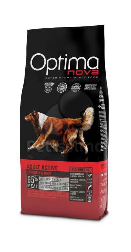 Visán Optimanova Dog Adult Active Chicken & Rice  12 kg