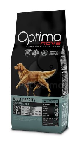 Visán Optimanova Dog Adult Obesity Chicken & Rice  12 kg