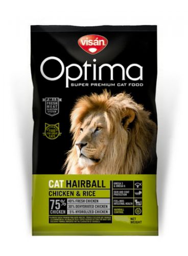 Visán Optimanova Cat Hairball Chicken & Rice  2 kg