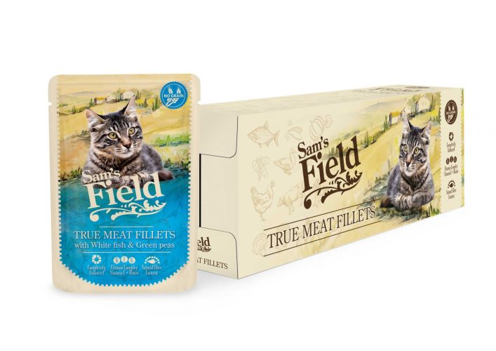 Sam's Field True Meat Fillets - White fish & Green peas alutasakos eledel 24 x  85 g