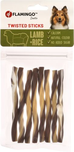 Flamingo Duetto Twisted Sticks - bárányos és rizses csavart rudak  85 g