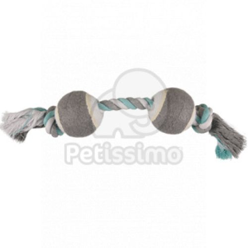 Flamingo Jim Playing Rope - rágókötél 2 teniszlabdával  Menta - 37cm x 6.3 cm