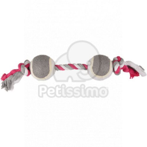 Flamingo Jim Playing Rope - rágókötél 2 teniszlabdával  Menta - 37cm x 6.3 cm