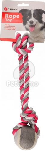 Flamingo Jim Pull Rope - kötél teniszlabdával, pink  6x40 cm