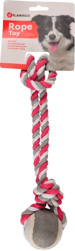 Flamingo Jim Pull Rope - kötél teniszlabdával, pink  6x40 cm