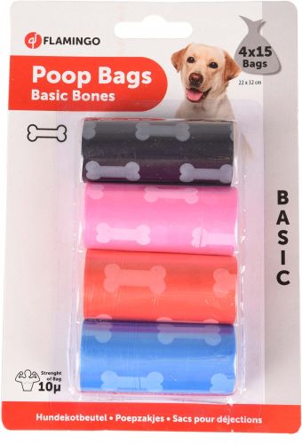 Flamingo kutyagumigyűjtő zacskó - csont mintával 4 x  15 db