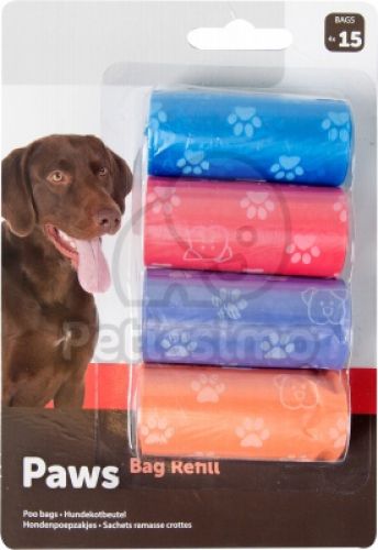 Flamingo kutyagumigyűjtő zacskó - mancs mintával 4 x  15 db